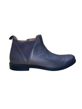 Hotter Women’s Metallic Gray Leather York Ankle Boots Size 8.5